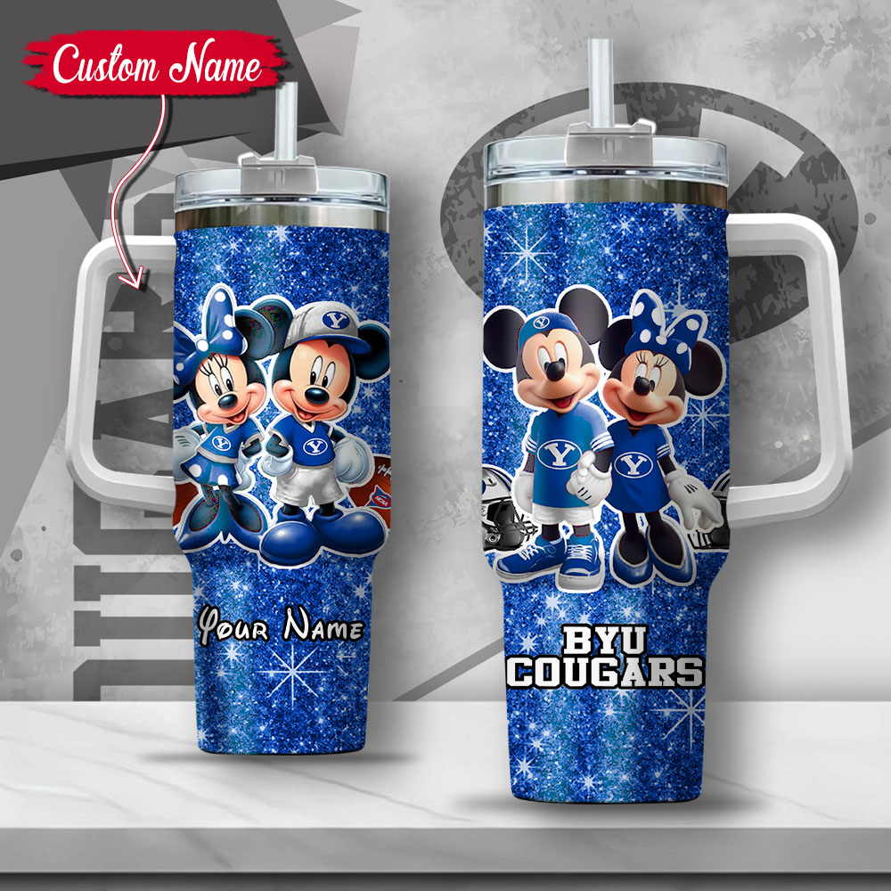 NCAA BYU Cougars Mickey And Minnie Couple Custom Stanley Cup 40 oz 30 oz Tumbler With HandleTVC2301132