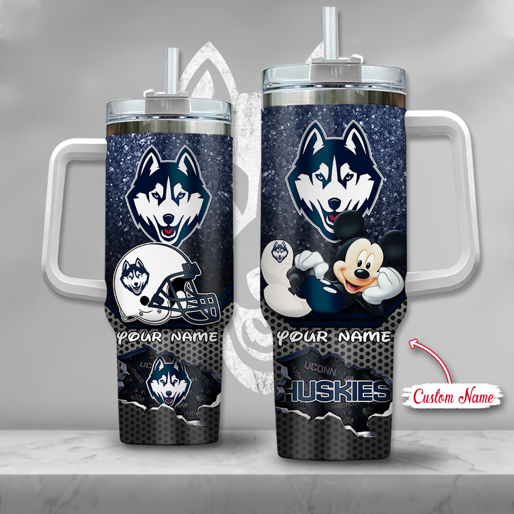 NCAA Connecticut Huskies Mickey Mouse Custom Stanley Cup 40 oz 30 oz Tumbler With HandleTVC2301129