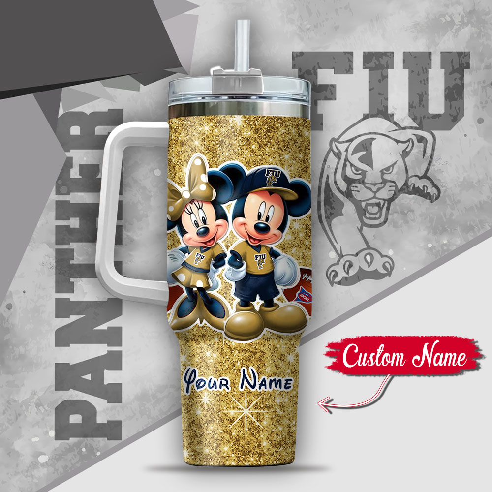 NCAA FIU Panthers Mickey And Minnie Couple Custom Stanley Cup 40 oz 30 oz Tumbler With HandleTVC2301133 - Image 3
