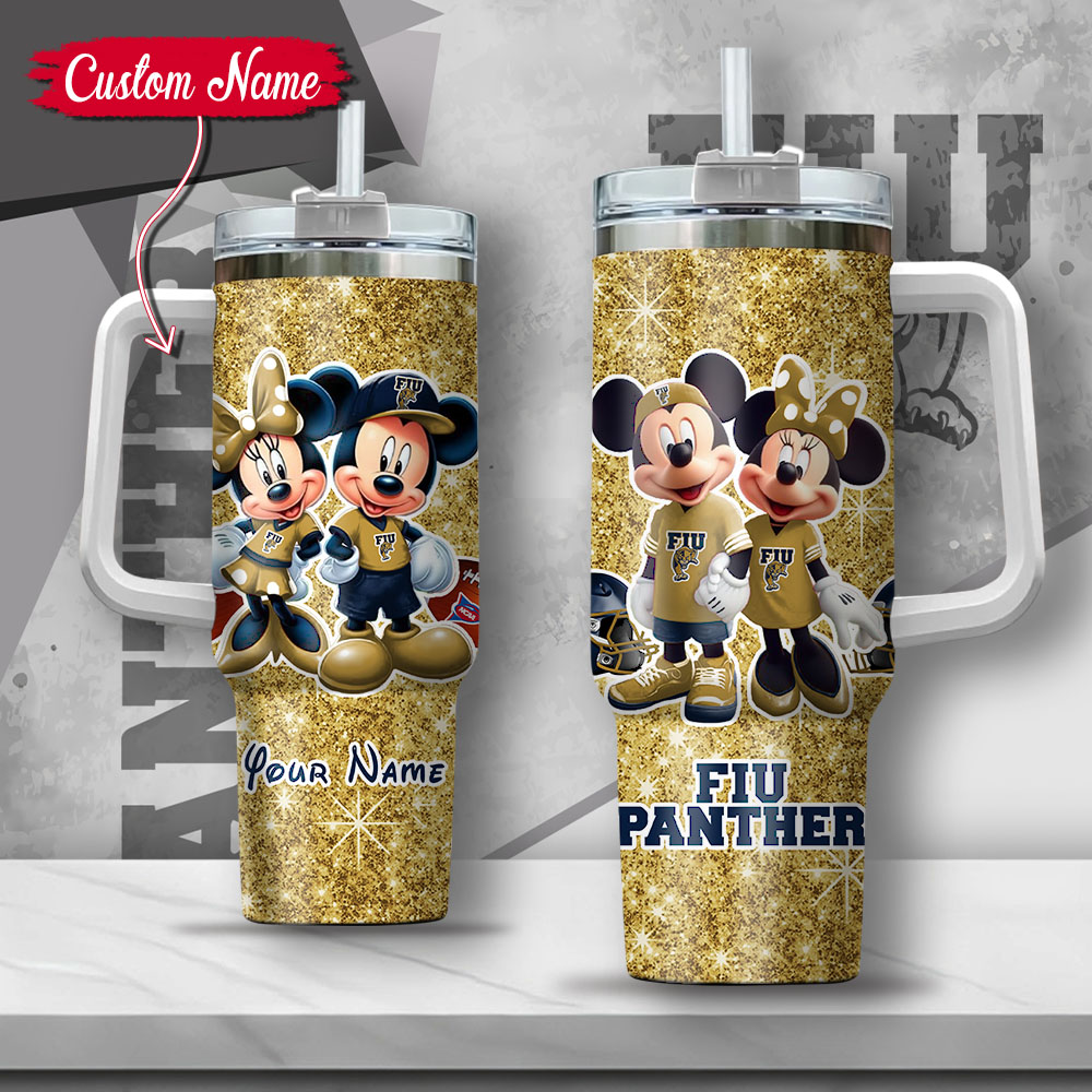 NCAA FIU Panthers Mickey And Minnie Couple Custom Stanley Cup 40 oz 30 oz Tumbler With HandleTVC2301133
