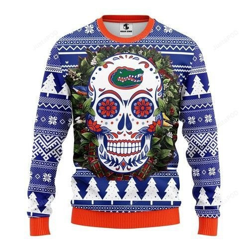Ncaa Florida Gators Skull Ugly Christmas Sweater Adult 3D Funny Matching for family
