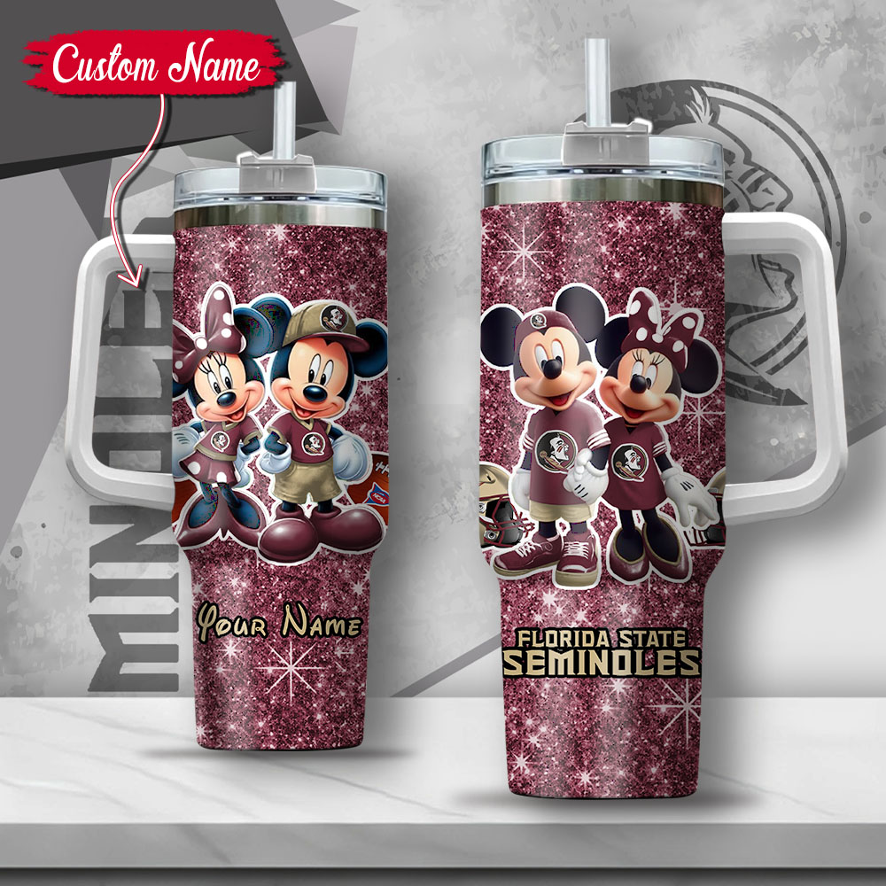 NCAA Florida State Seminoles Mickey And Minnie Couple Custom Stanley Cup 40 oz 30 oz Tumbler With HandleTVC2301134