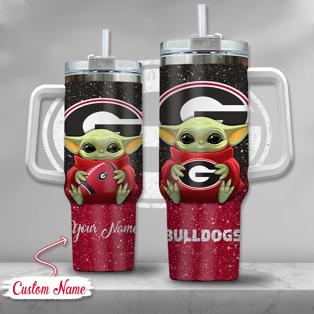 NCAA Georgia Bulldogs Baby Yoda Custom Stanley Cup 40 oz 30 oz Tumbler With HandleTVC2301137