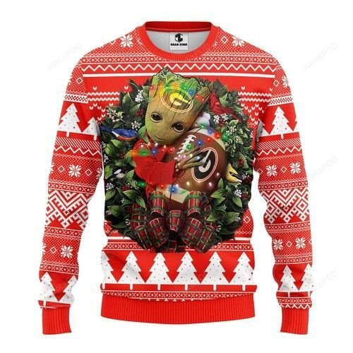 Ncaa Georgia Bulldogs Groot Hug Ugly Christmas Sweater Adult 3D Funny Matching for family