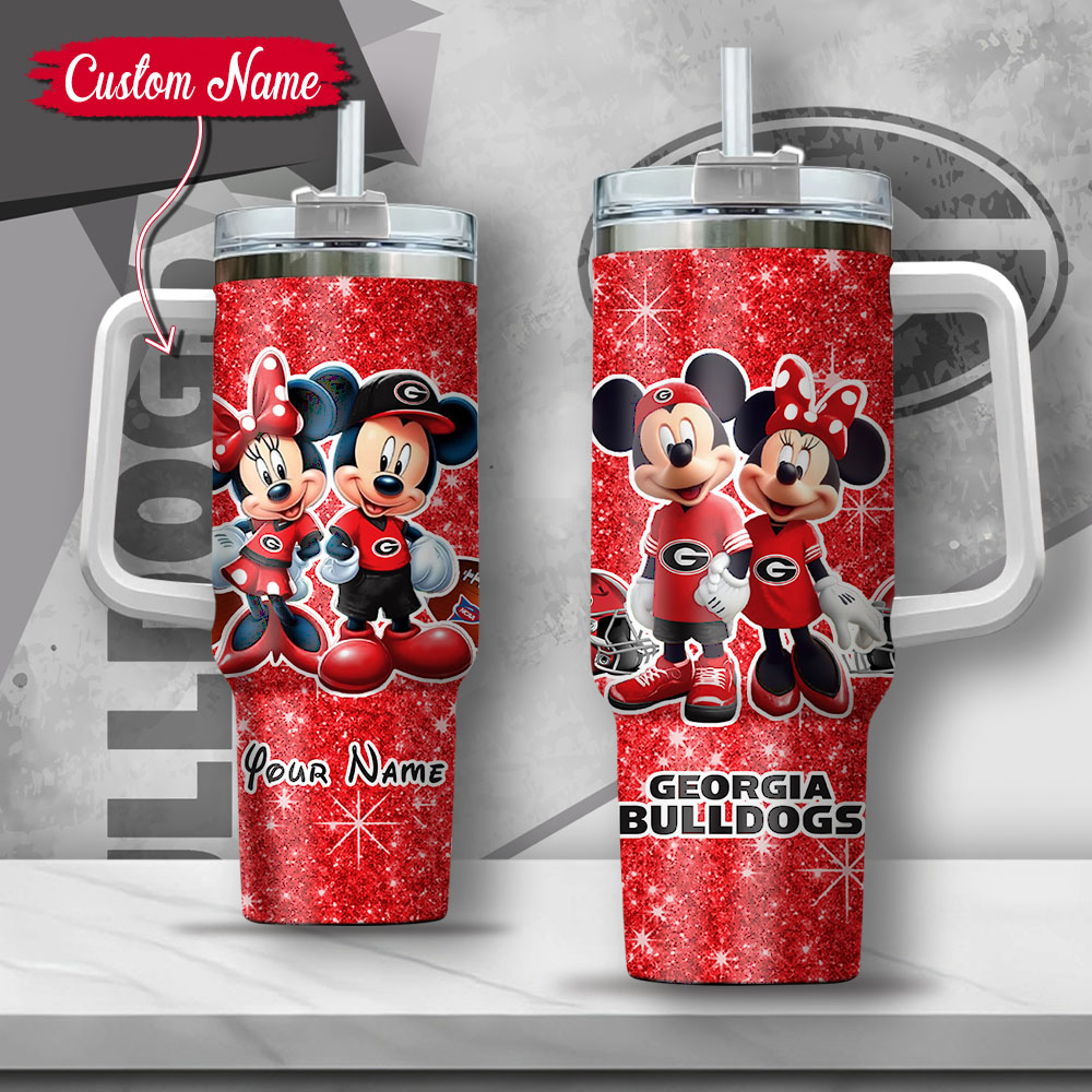 NCAA Georgia Bulldogs Mickey And Minnie Couple Custom Stanley Cup 40 oz 30 oz Tumbler With HandleTVC2301134