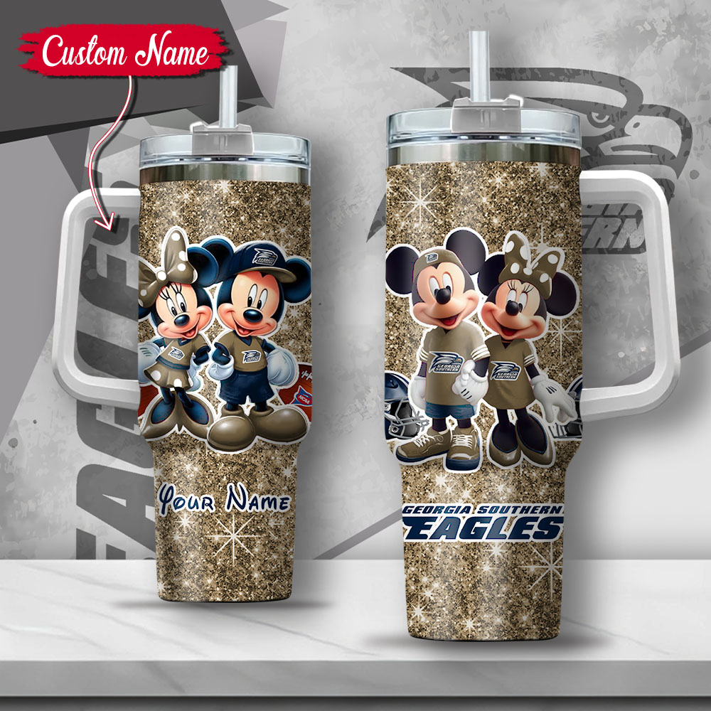 NCAA Georgia Southern Eagles Mickey And Minnie Couple Custom Stanley Cup 40 oz 30 oz Tumbler With HandleTVC2301134