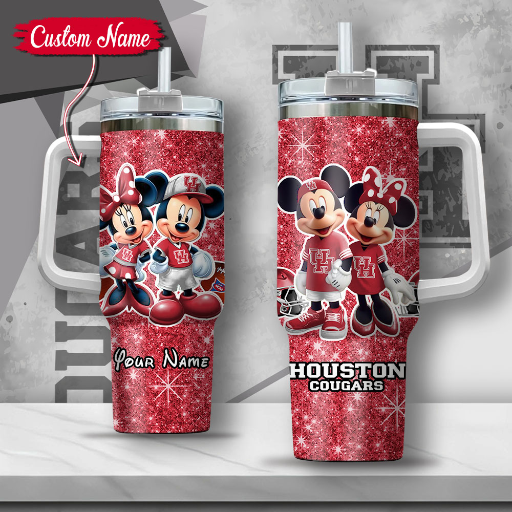 NCAA Houston Cougars Mickey And Minnie Couple Custom Stanley Cup 40 oz 30 oz Tumbler With HandleTVC2301134