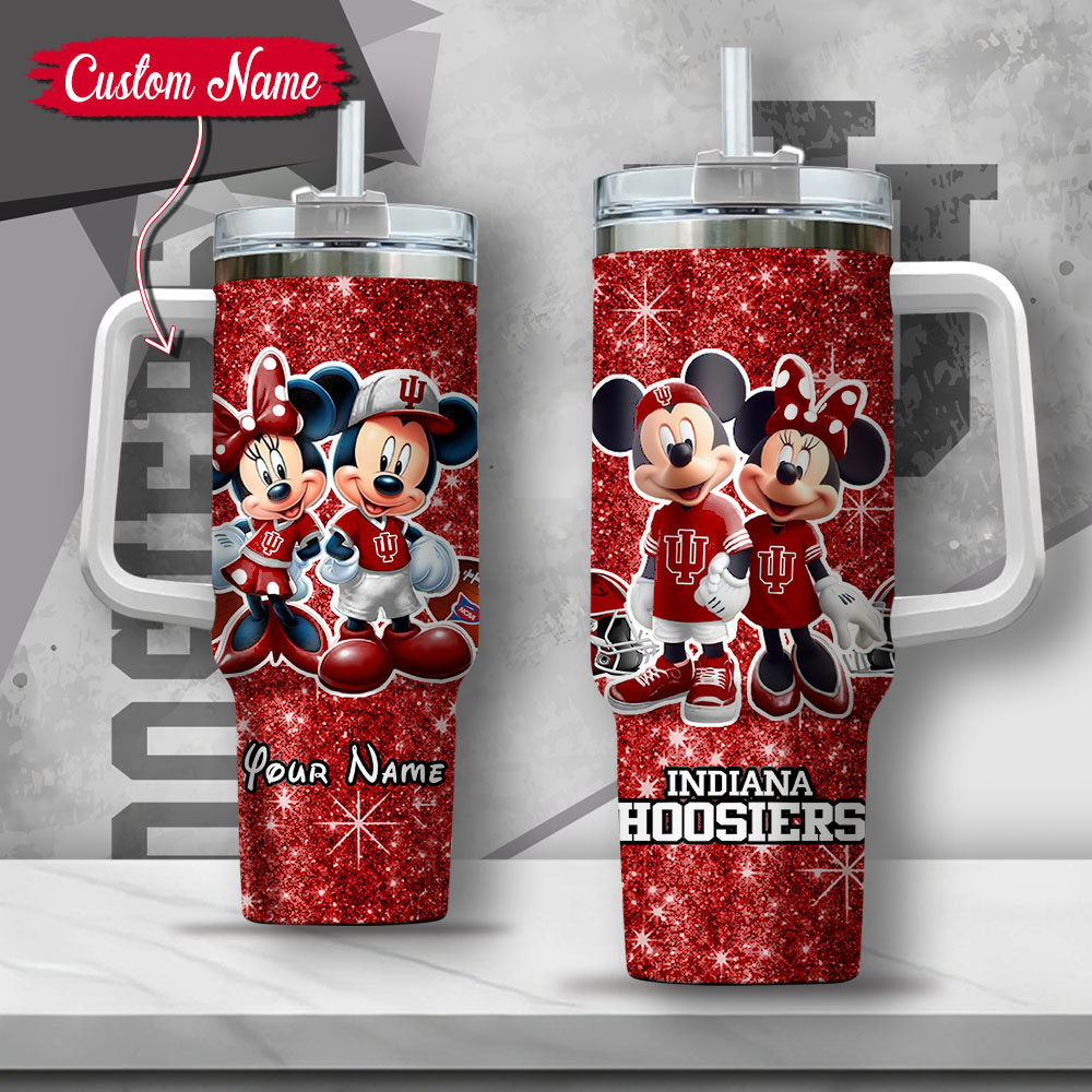 NCAA Indiana Hoosiers Mickey And Minnie Couple Custom Stanley Cup 40 oz 30 oz Tumbler With HandleTVC2301134