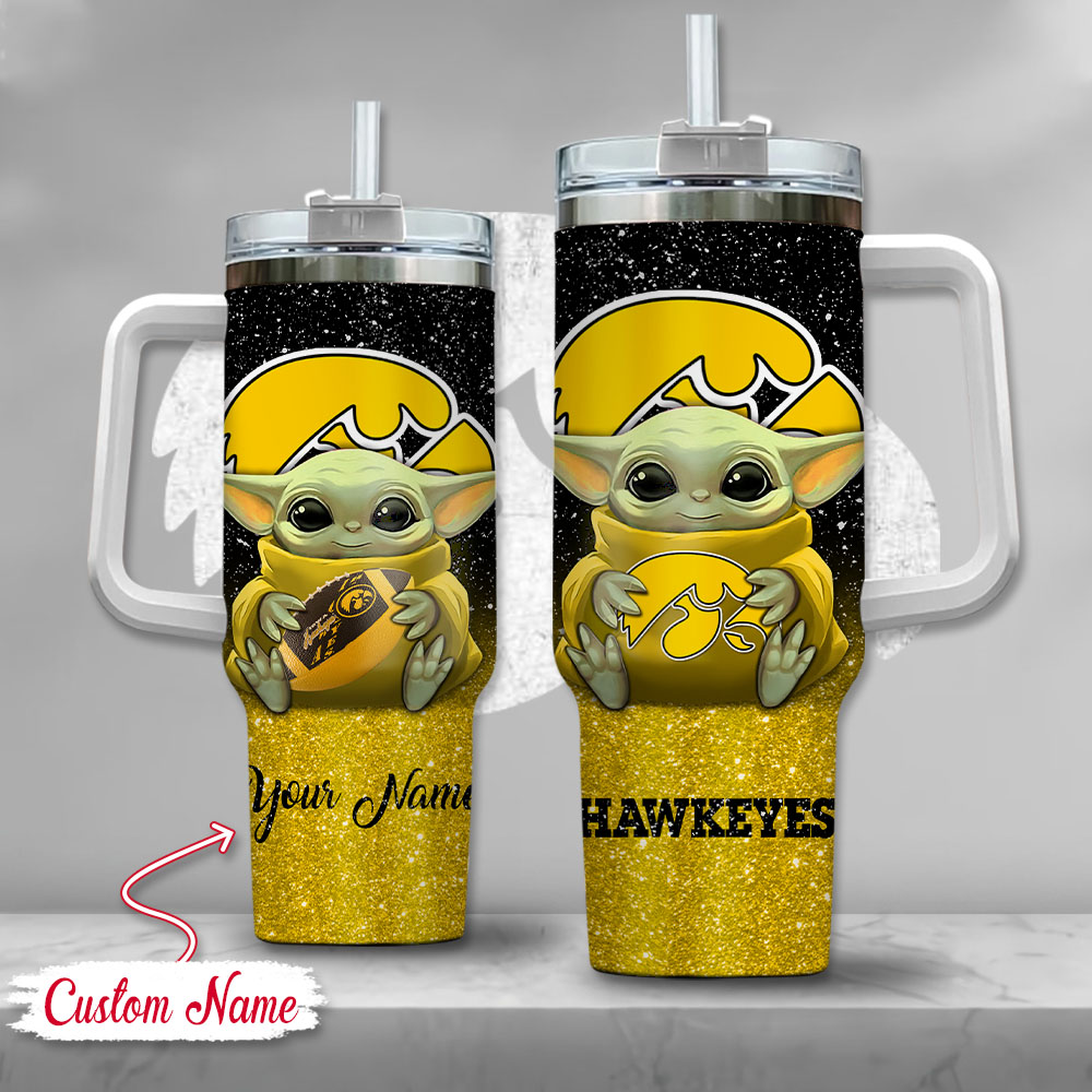 NCAA Iowa Hawkeyes Baby Yoda Custom Stanley Cup 40 oz 30 oz Tumbler With HandleTVC2301137