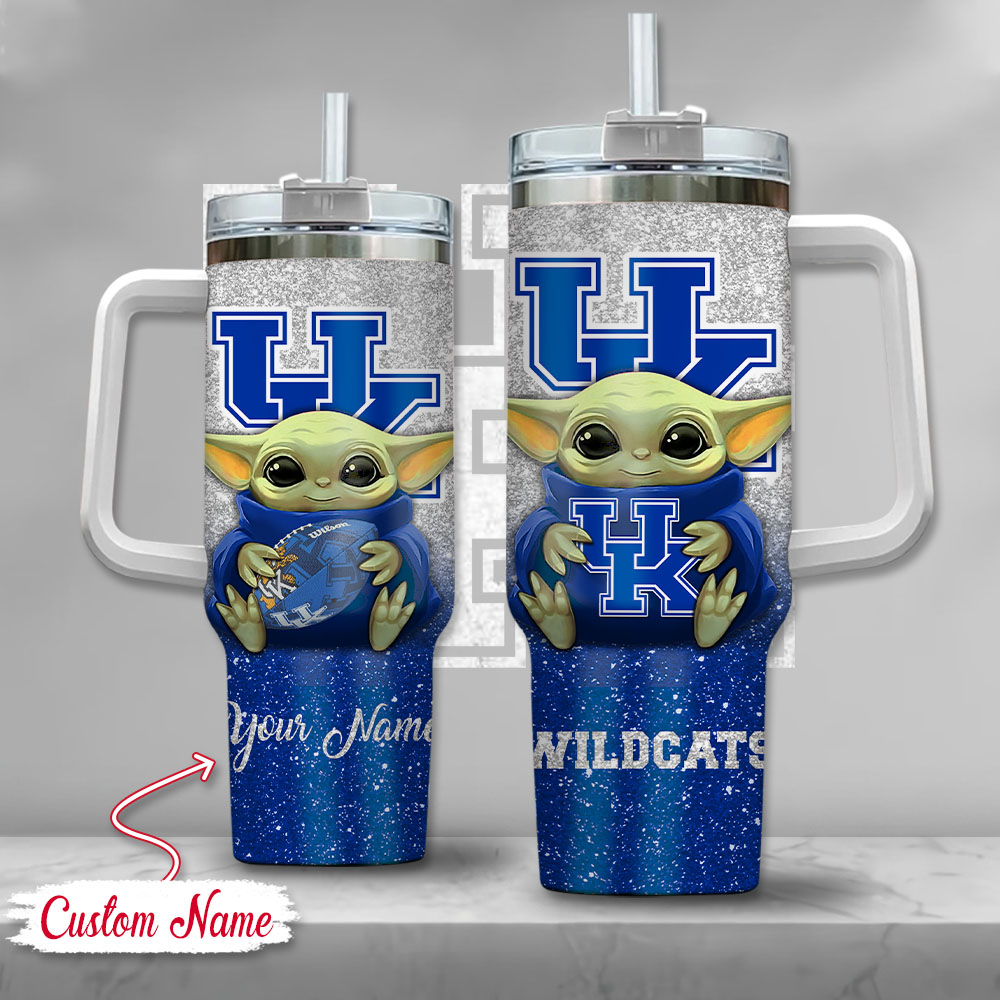 NCAA Kentucky Wildcats Baby Yoda Custom Stanley Cup 40 oz 30 oz Tumbler With HandleTVC2301137