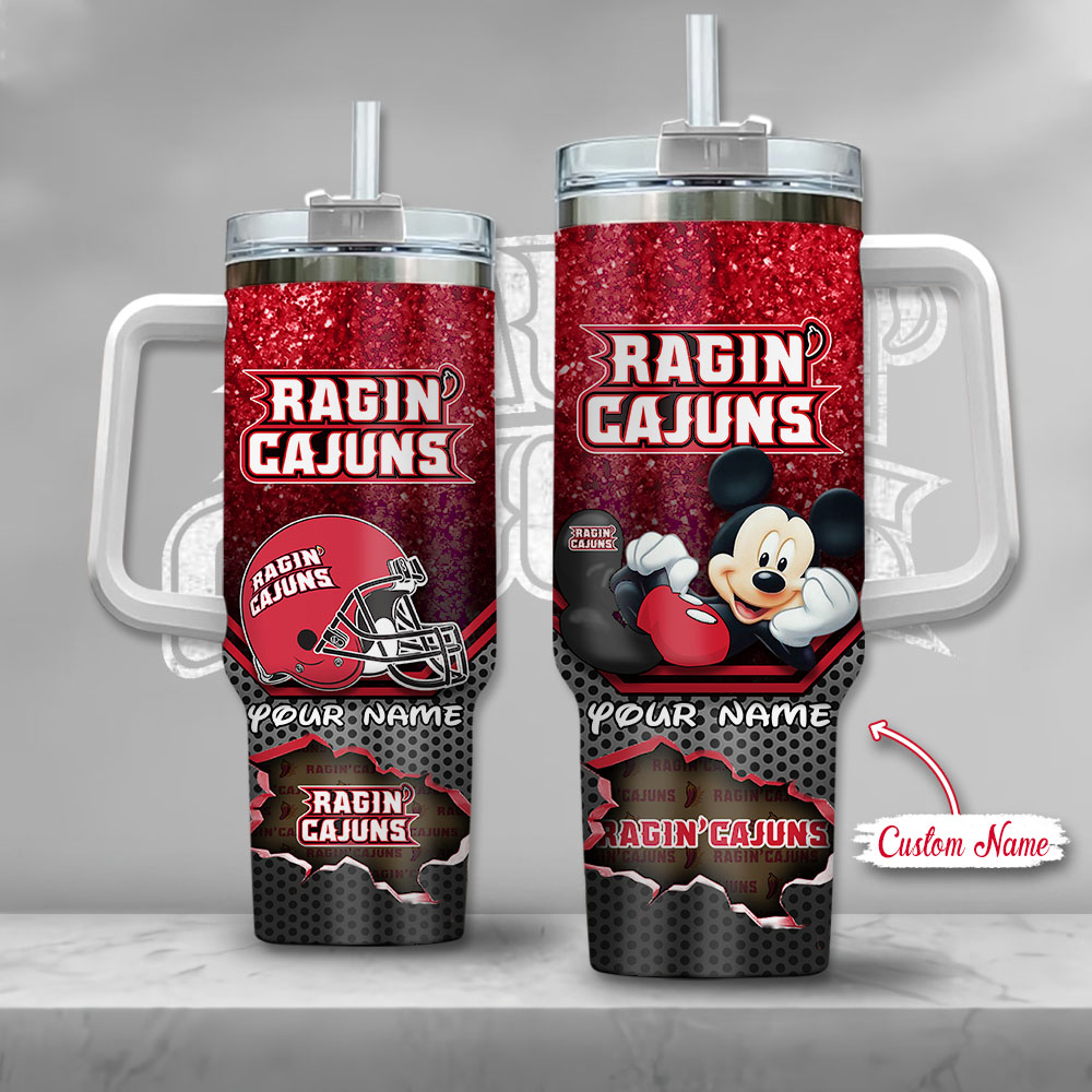NCAA Louisiana Raginâ€™ Cajuns Mickey Mouse Custom Stanley Cup 40 oz 30 oz Tumbler With HandleTVC2301129