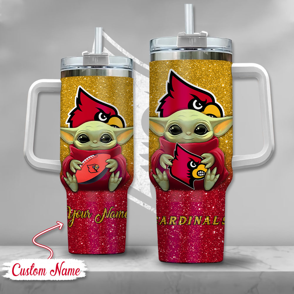 NCAA Louisville Cardinals Baby Yoda Custom Stanley Cup 40 oz 30 oz Tumbler With HandleTVC2301137
