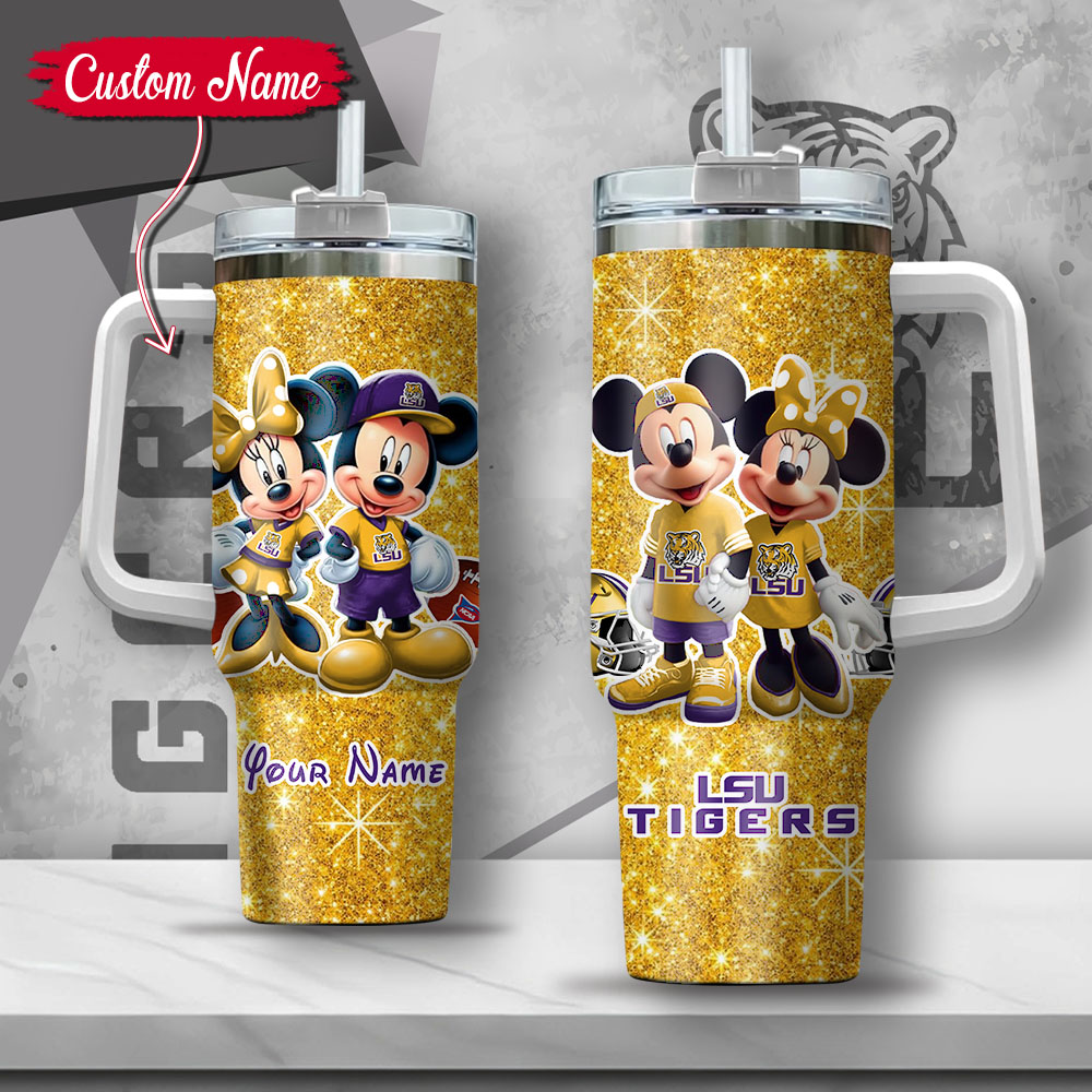 NCAA LSU Tigers Mickey And Minnie Couple Custom Stanley Cup 40 oz 30 oz Tumbler With HandleTVC2301134