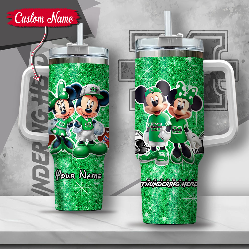 NCAA Marshall Thundering Herd Mickey And Minnie Couple Custom Stanley Cup 40 oz 30 oz Tumbler With HandleTVC2301134