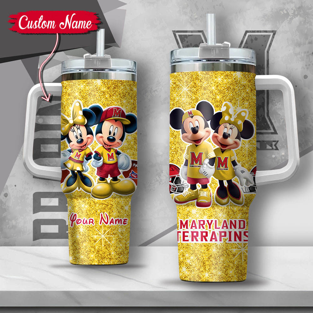 NCAA Maryland Terrapins Mickey And Minnie Couple Custom Stanley Cup 40 oz 30 oz Tumbler With HandleTVC2301134