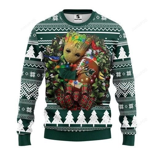 Ncaa Michigan State Spartans Groot Hug Ugly Christmas Sweater Adult 3D Funny Matching for family