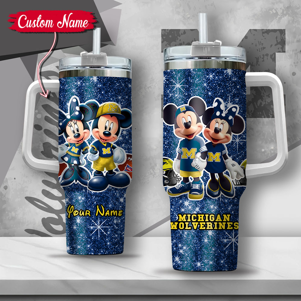NCAA Michigan Wolverines Mickey And Minnie Couple Custom Stanley Cup 40 oz 30 oz Tumbler With HandleTVC2301135