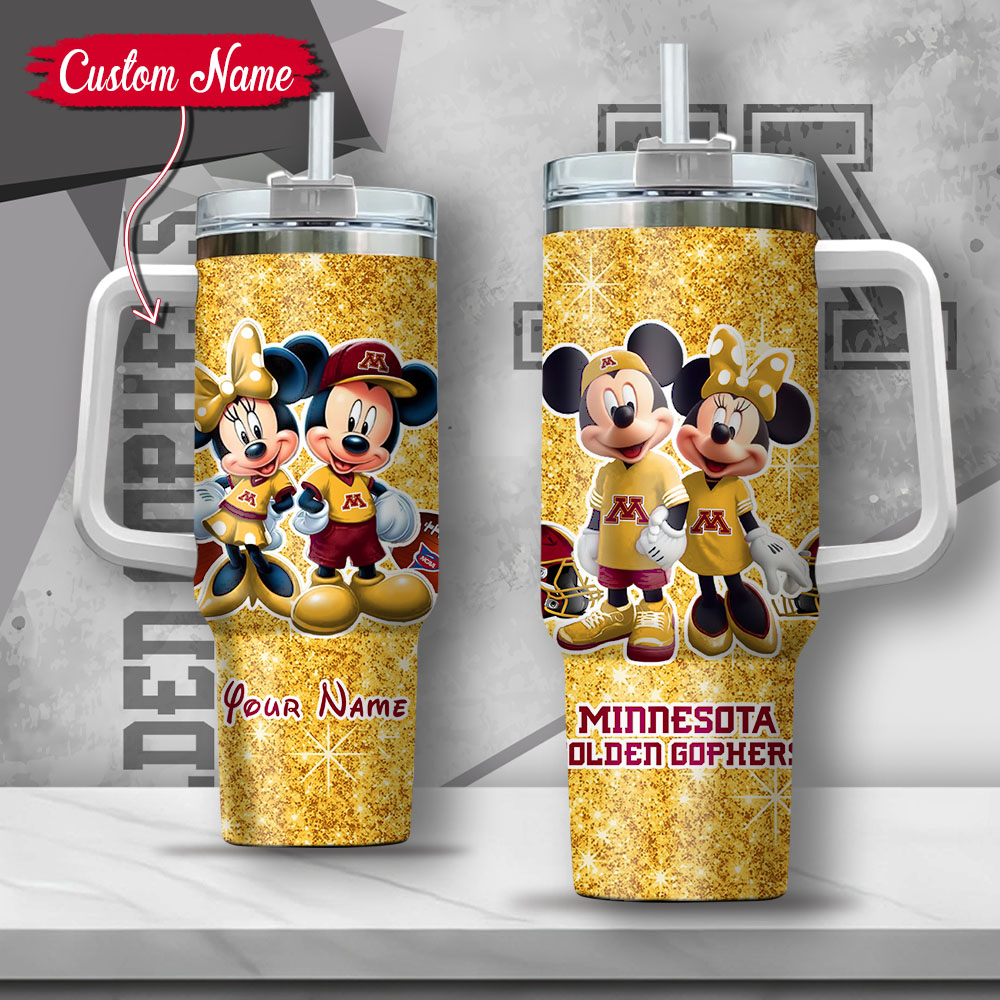 NCAA Minnesota Golden Gophers Mickey And Minnie Couple Custom Stanley Cup 40 oz 30 oz Tumbler With HandleTVC2301135