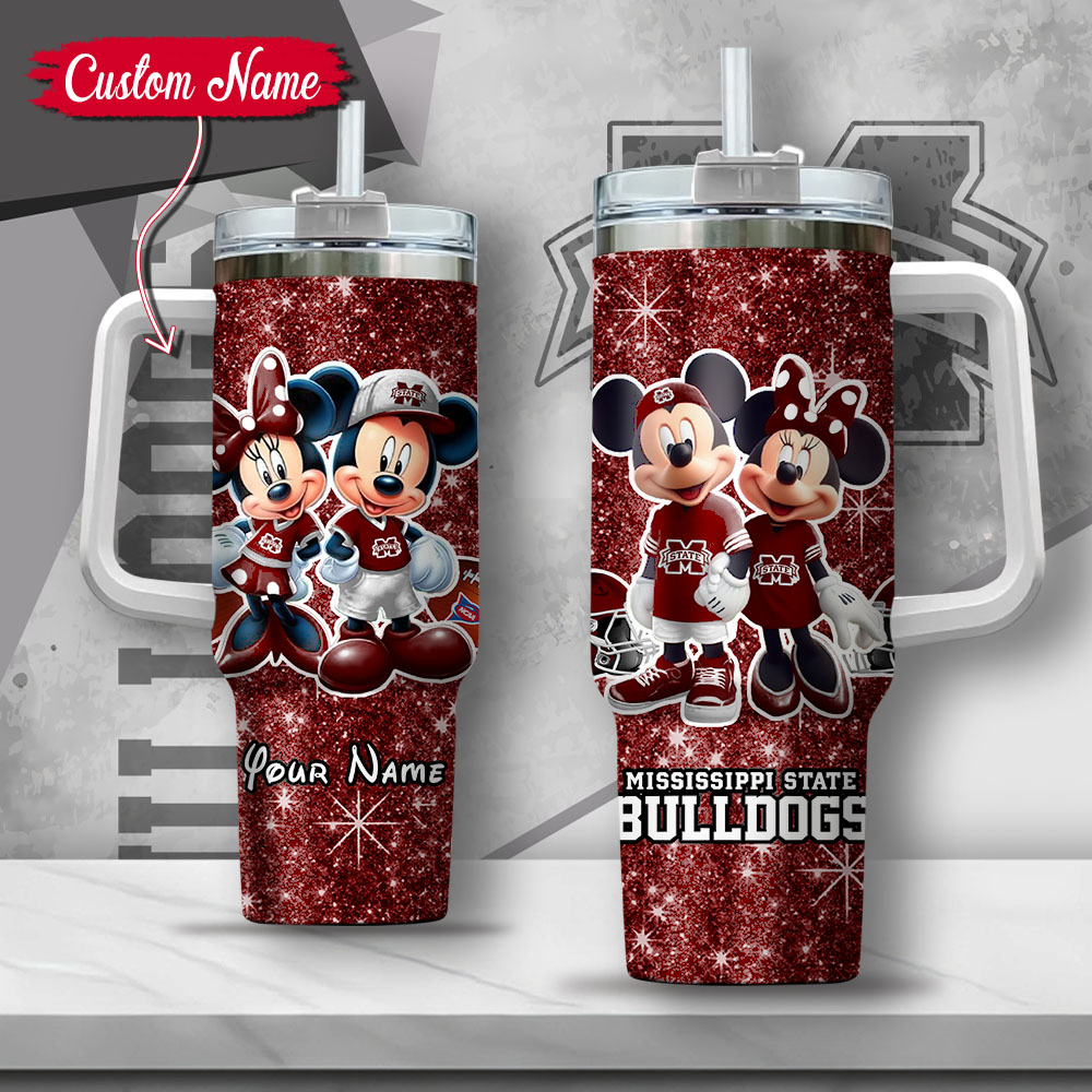 NCAA Mississippi State Bulldogs Mickey And Minnie Couple Custom Stanley Cup 40 oz 30 oz Tumbler With HandleTVC2301135