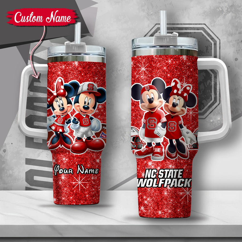 NCAA North Carolina State Wolfpack Mickey And Minnie Couple Custom Stanley Cup 40 oz 30 oz Tumbler With HandleTVC2301135