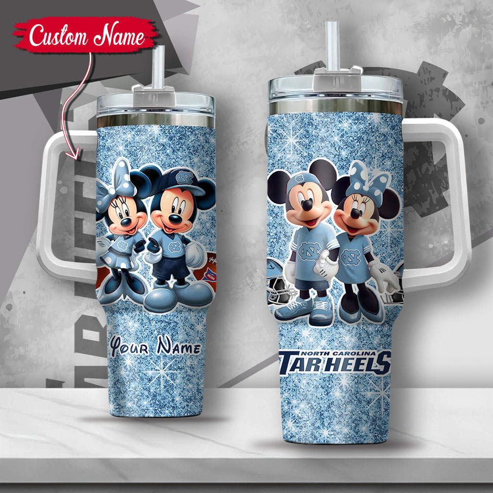 NCAA North Carolina Tar Heels Mickey And Minnie Couple Custom Stanley Cup 40 oz 30 oz Tumbler With HandleTVC2301135