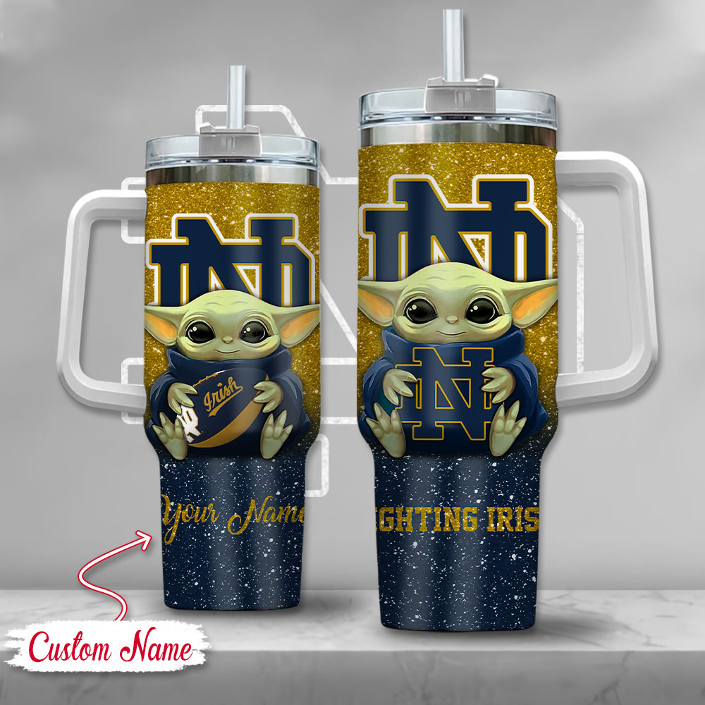 NCAA Notre Dame Fighting Irish Baby Yoda Custom Stanley Cup 40 oz 30 oz Tumbler With HandleTVC2301137