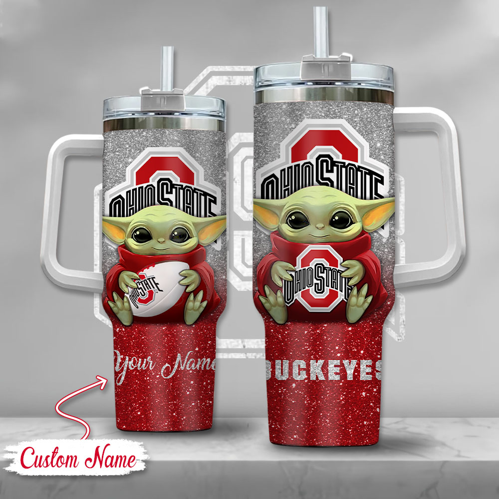 NCAA Ohio State Buckeyes Baby Yoda Custom Stanley Cup 40 oz 30 oz Tumbler With HandleTVC2301137
