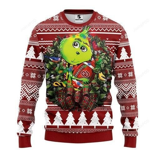 Ncaa Oklahoma Sooners Grinch Hug Ugly Christmas Sweater Adult 3D Funny Matching for family