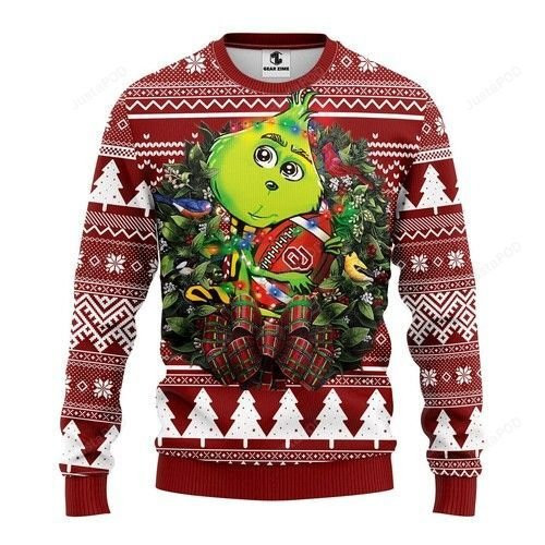Ncaa Oklahoma Sooners Grinch Ugly Christmas Sweater Adult 3D Funny Matching for family
