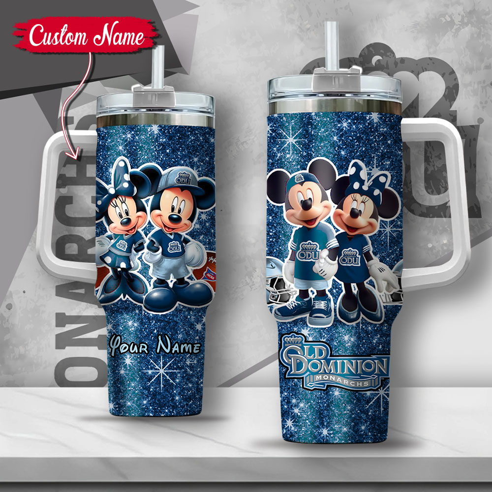 NCAA Old Dominion Monarchs Mickey And Minnie Couple Custom Stanley Cup 40 oz 30 oz Tumbler With HandleTVC2301135