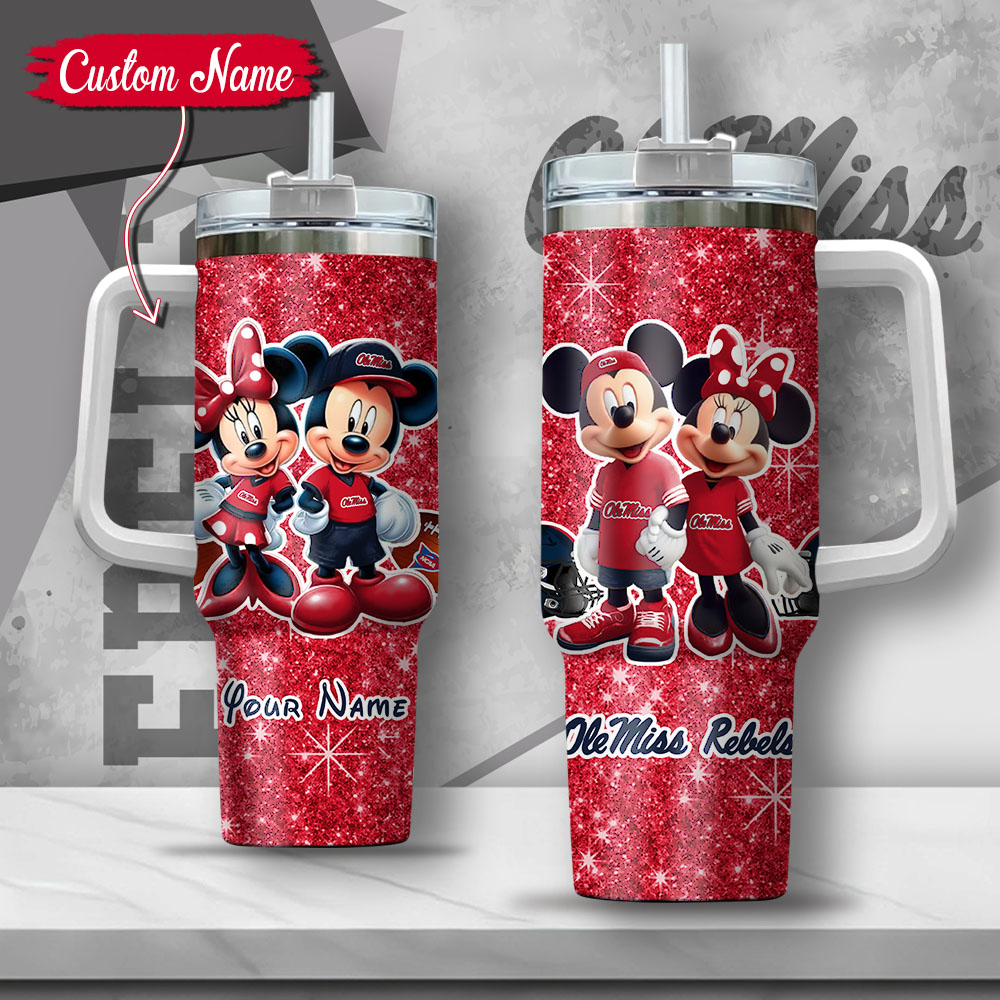 NCAA Ole Miss Rebels Mickey And Minnie Couple Custom Stanley Cup 40 oz 30 oz Tumbler With HandleTVC2301135