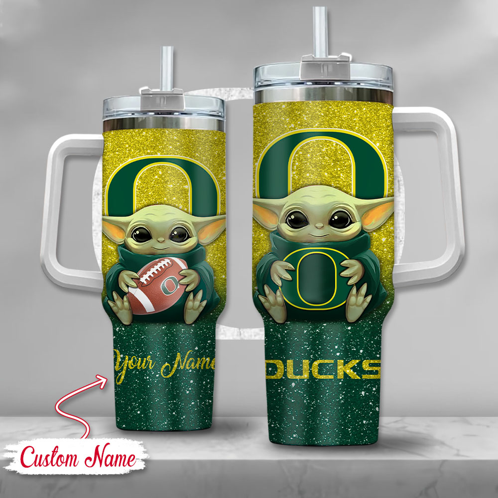 NCAA Oregon Ducks Baby Yoda Custom Stanley Cup 40 oz 30 oz Tumbler With HandleTVC2301137