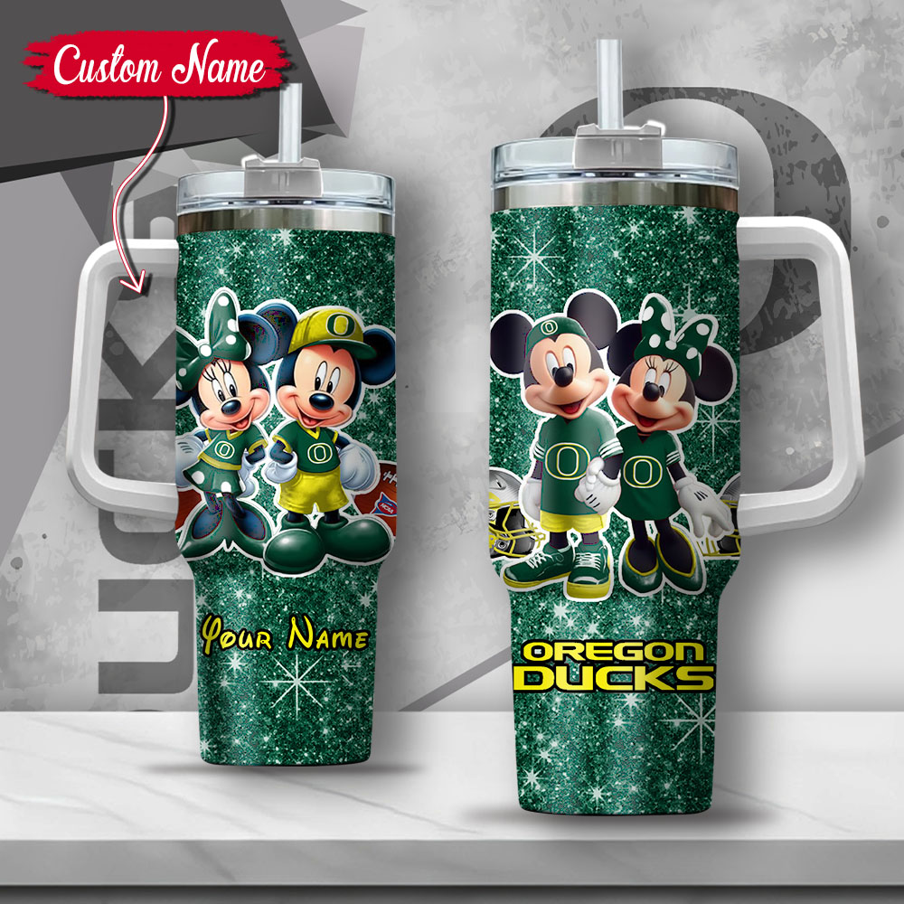 NCAA Oregon Ducks Mickey And Minnie Couple Custom Stanley Cup 40 oz 30 oz Tumbler With HandleTVC2301135