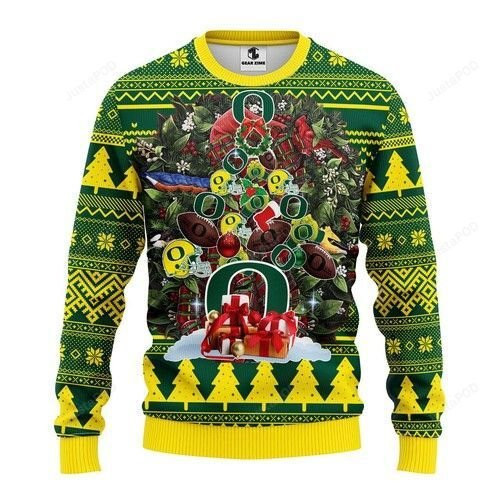 Ncaa Oregon Ducks Tree Ugly Christmas Sweater Adult 3D Funny Matching for family