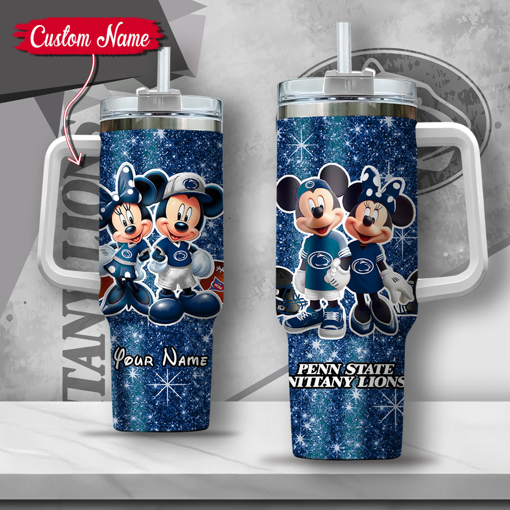NCAA Penn State Nittany Lions Mickey And Minnie Couple Custom Stanley Cup 40 oz 30 oz Tumbler With HandleTVC2301135