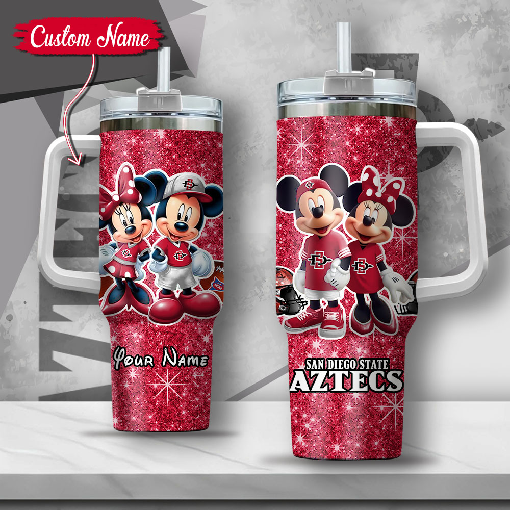 NCAA San Diego State Aztecs Mickey And Minnie Couple Custom Stanley Cup 40 oz 30 oz Tumbler With HandleTVC2301135