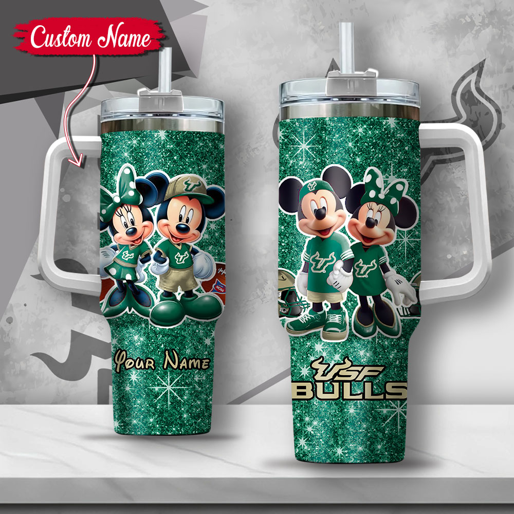 NCAA South Florida Bulls Mickey And Minnie Couple Custom Stanley Cup 40 oz 30 oz Tumbler With HandleTVC2301135