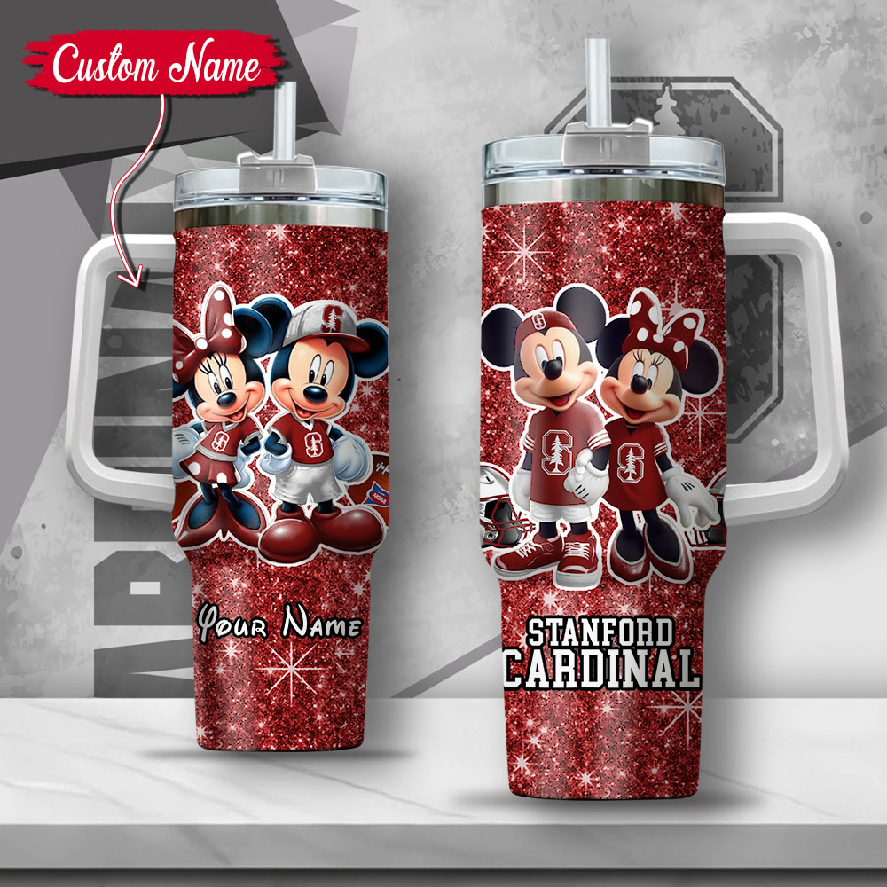 NCAA Stanford Cardinal Mickey And Minnie Couple Custom Stanley Cup 40 oz 30 oz Tumbler With HandleTVC2301136