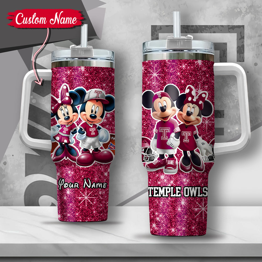 NCAA Temple Owls Mickey And Minnie Couple Custom Stanley Cup 40 oz 30 oz Tumbler With HandleTVC2301136