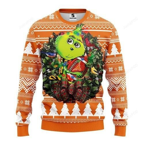 Ncaa Texas Longhorns Grinch Hug Ugly Christmas Sweater Adult 3D Funny Matching for family