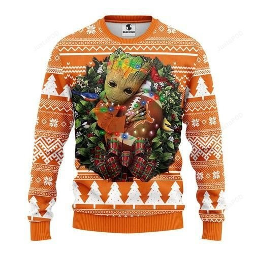 Ncaa Texas Longhorns Groot Hug Ugly Christmas Sweater Adult 3D Funny Matching for family