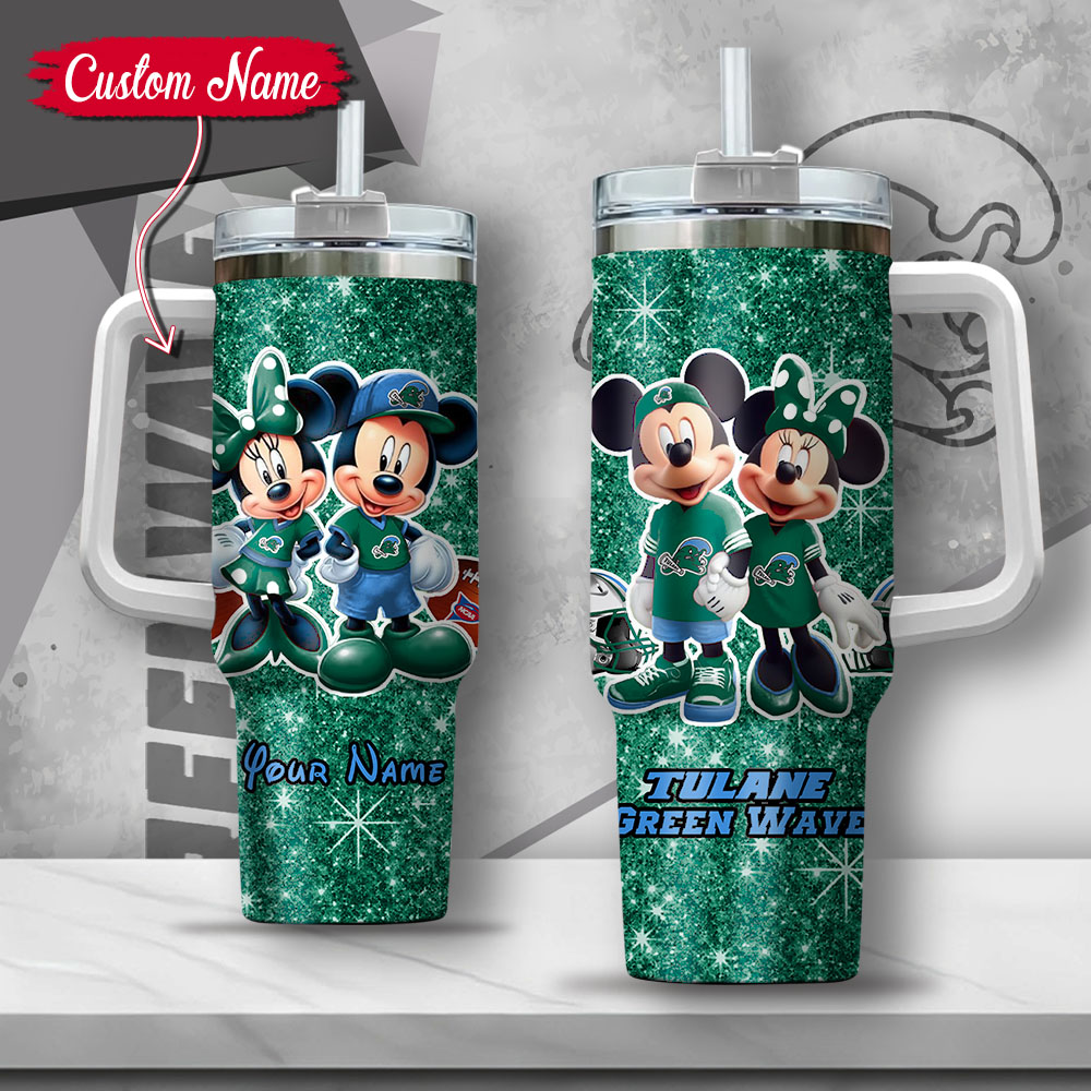 NCAA Tulane Green Wave Mickey And Minnie Couple Custom Stanley Cup 40 oz 30 oz Tumbler With HandleTVC2301136