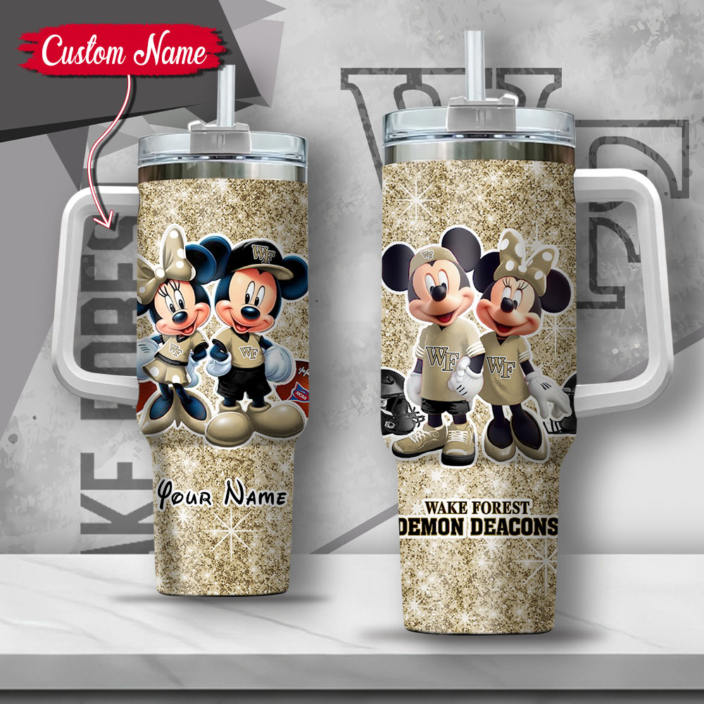 NCAA Wake Forest Demon Deacons Mickey And Minnie Couple Custom Stanley Cup 40 oz 30 oz Tumbler With HandleTVC2301137