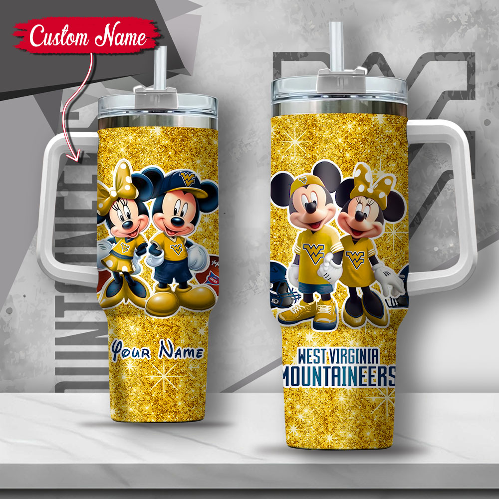 NCAA West Virginia Mountaineers Mickey And Minnie Couple Custom Stanley Cup 40 oz 30 oz Tumbler With HandleTVC2301136