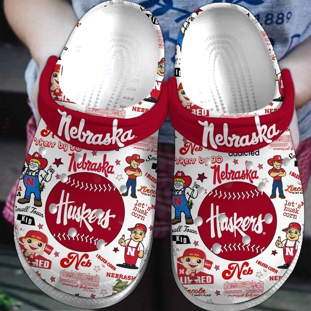 Nebraska Cornhuskers Football NCAA Sport Crocs Crocband Clogs Shoes Comfortable For Men Women and Kids