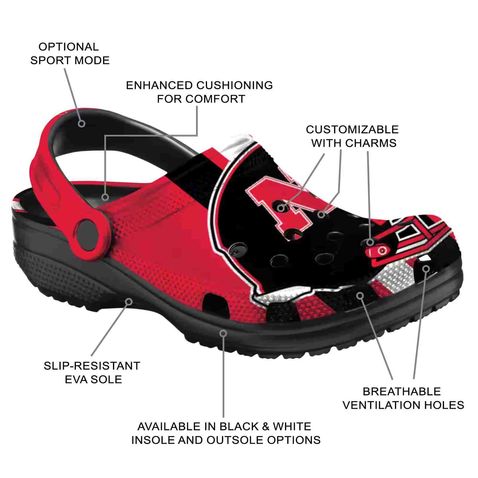 Nebraska Cornhuskers Helmet Stripes ClogTVC1801176 - Image 5