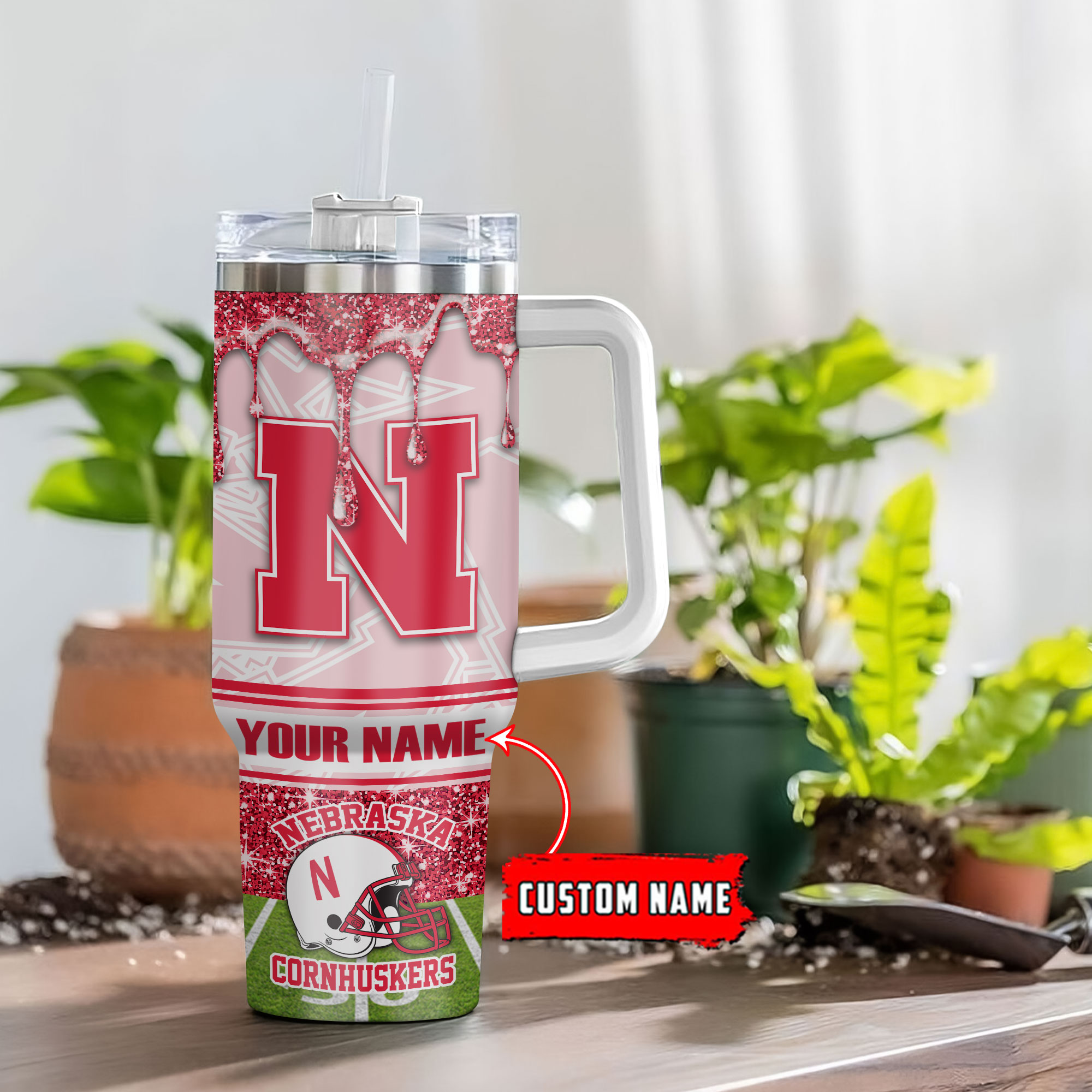 Nebraska Cornhuskers NCAA Glitter Custom Stanley Cup 40 oz 30 oz Tumbler With HandleTVC230117