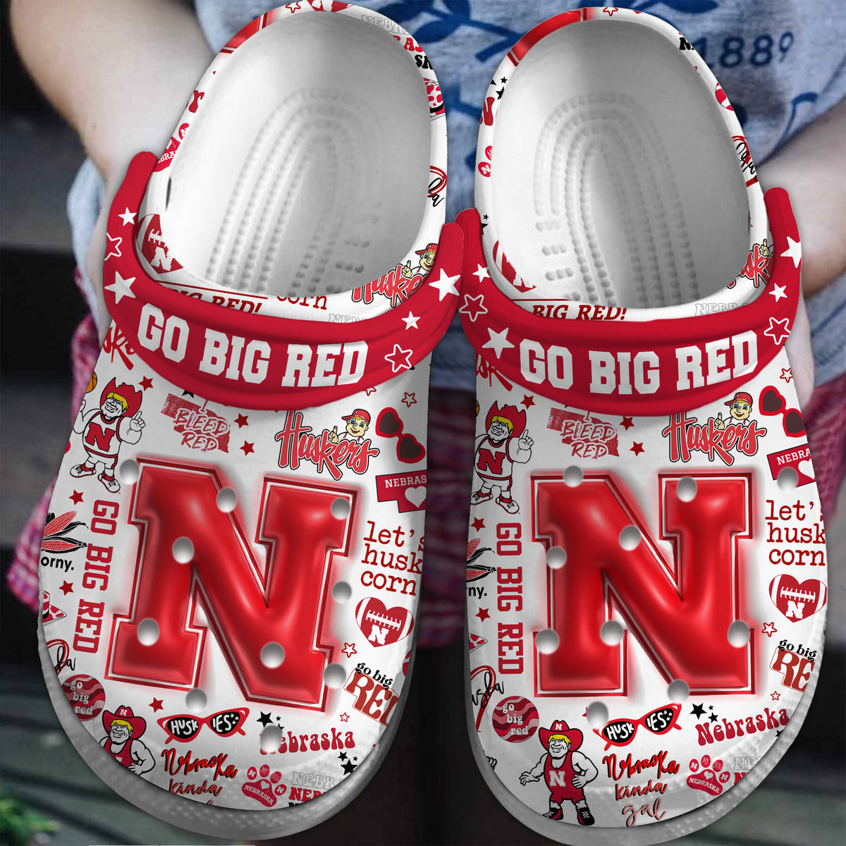 Nebraska Cornhuskers NCAA Sport Crocs Crocband Clogs Shoes Comfortable For Men Women and Kids