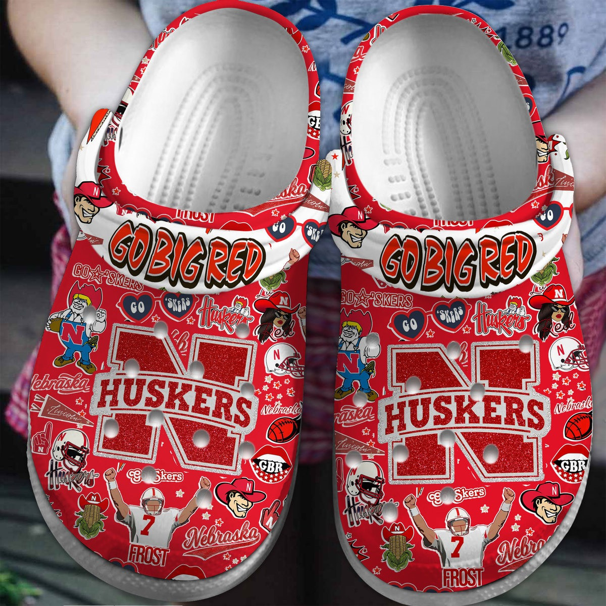 Nebraska Cornhuskers NCAA Sport Crocs Crocband Clogs Shoes Comfortable For Men Women and Kids