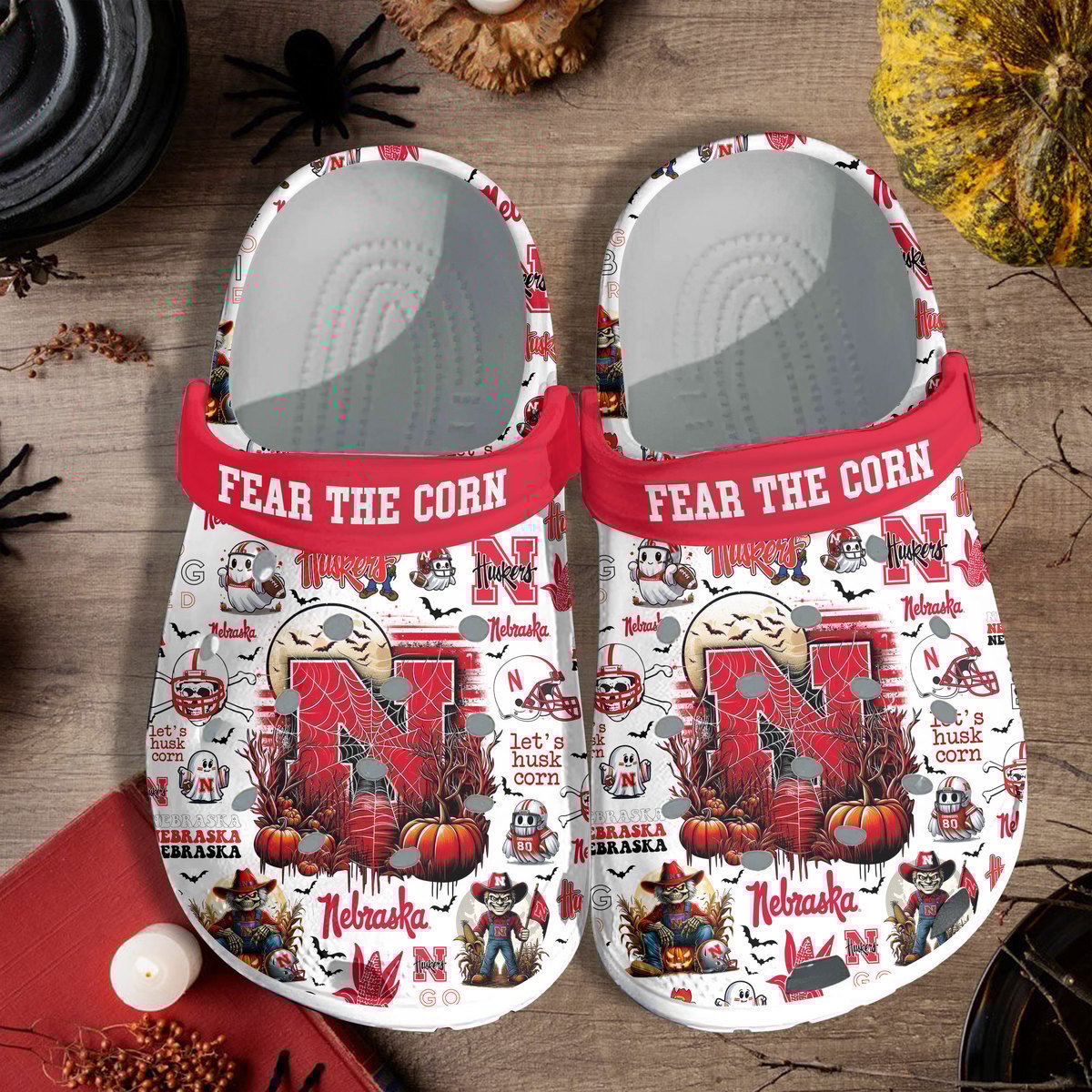 Nebraska Cornhuskers NCAA Sport Crocs Crocband Clogs Shoes Comfortable For Men Women and Kids